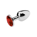 Buttplug Aluminium Met Rood Kristal - Large-Erotiekvoordeel.nl