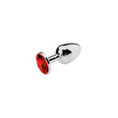 Buttplug Aluminium Met Rood Kristal - Small-Erotiekvoordeel.nl