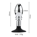 Buttplug Aluminium Met bal En ribbels En Zuignap-Erotiekvoordeel.nl