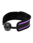 Comfortabele ball gag - Zwart/Paars - Verstelbaar