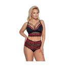 Cottelli - BH en Slip Set - Zwart & Rood - 3XL-Erotiekvoordeel.nl