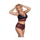 Cottelli - BH en Slip Set - Zwart & Rood - 3XL-Erotiekvoordeel.nl
