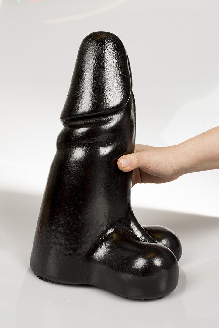 Dark Crystal - Dildo Met Balzak 35 x 12 cm - Zwart