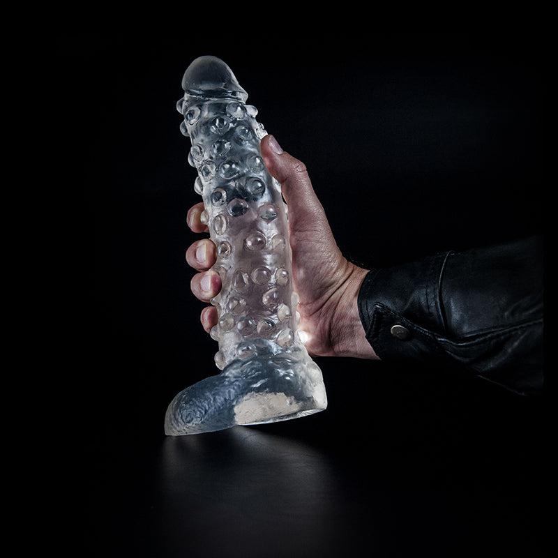 Dark Crystal - Geribbelde Dildo 26,5 x 6 cm - Transparant