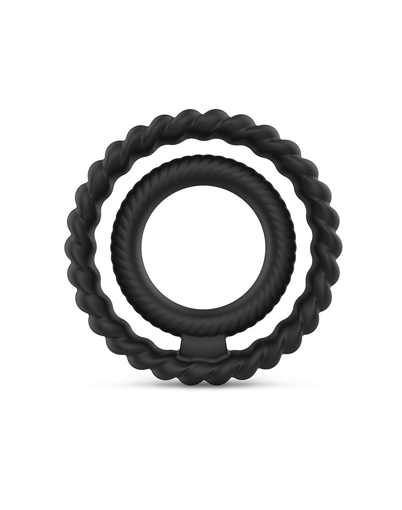 Dorcel - Dual Ring - Siliconen Rekbare Cockring - Zwart-Erotiekvoordeel.nl