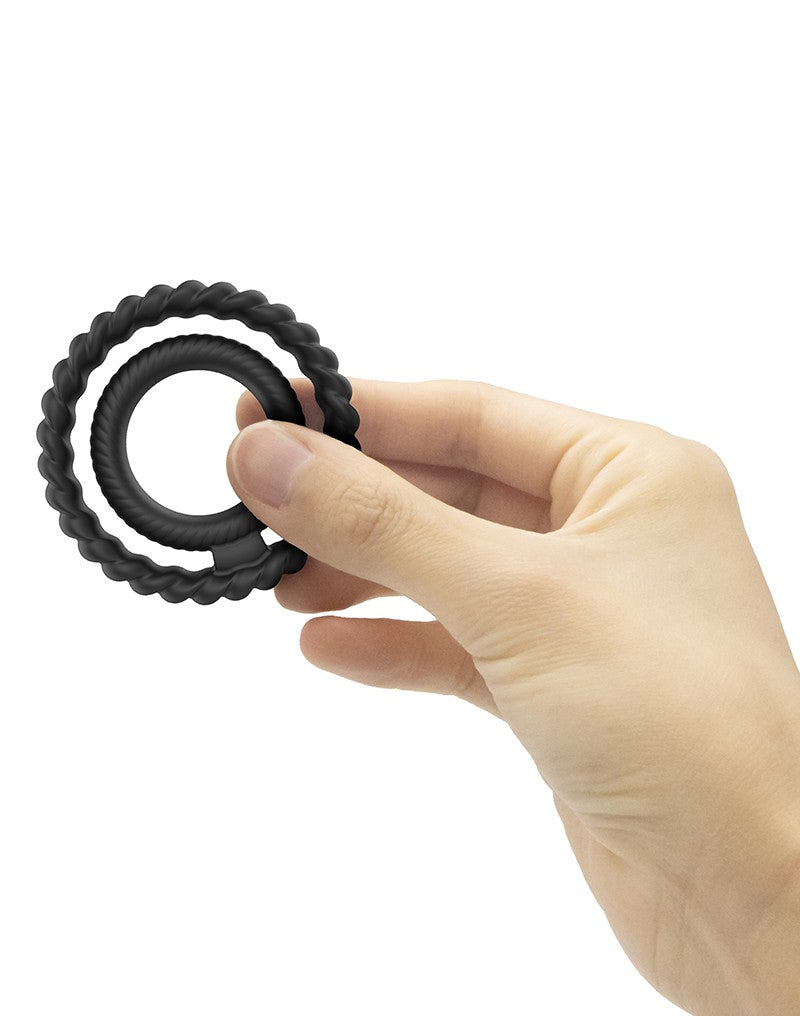 Dorcel - Dual Ring - Siliconen Rekbare Cockring - Zwart-Erotiekvoordeel.nl