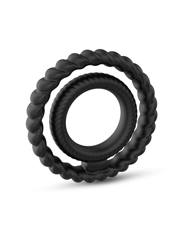 Dorcel - Dual Ring Siliconen Rekbare Cockring - Zwart