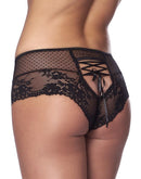 Kanten Slip Met Open achterkant En rijglint - Zwart