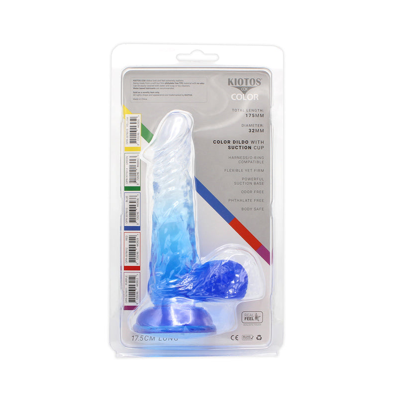 Kiotos Cox Color - Gekleurde Dildo 03 - 17,5 x 3,2 cm - Transparant/Blauw-Erotiekvoordeel.nl