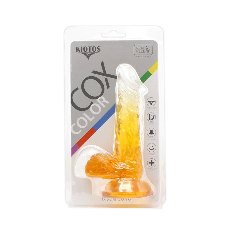 Kiotos Cox Color - Gekleurde Dildo 03 - 17,5 x 3,2 cm - Transparant/Geel-Erotiekvoordeel.nl