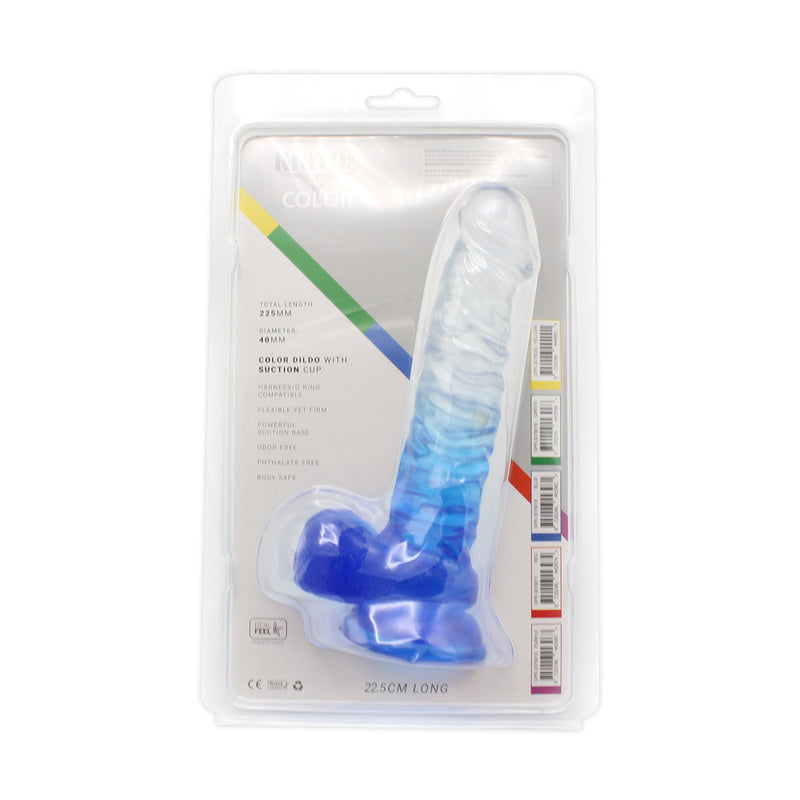 Kiotos Cox Color - Gekleurde Dildo 04 - 22,5 x 4 cm - Transparant/Blauw-Erotiekvoordeel.nl