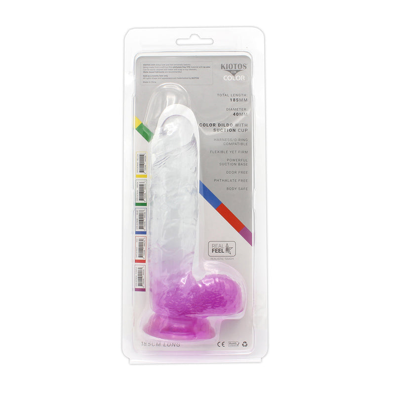Kiotos Cox Color - Gekleurde Dildo 08 - 18,5 x 4 cm - Transparant/Paars-Erotiekvoordeel.nl