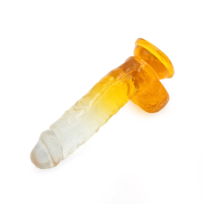 Kiotos Cox Color - Gekleurde Dildo 09 - 21,5 x 4,3 cm - Transparant/Geel-Erotiekvoordeel.nl