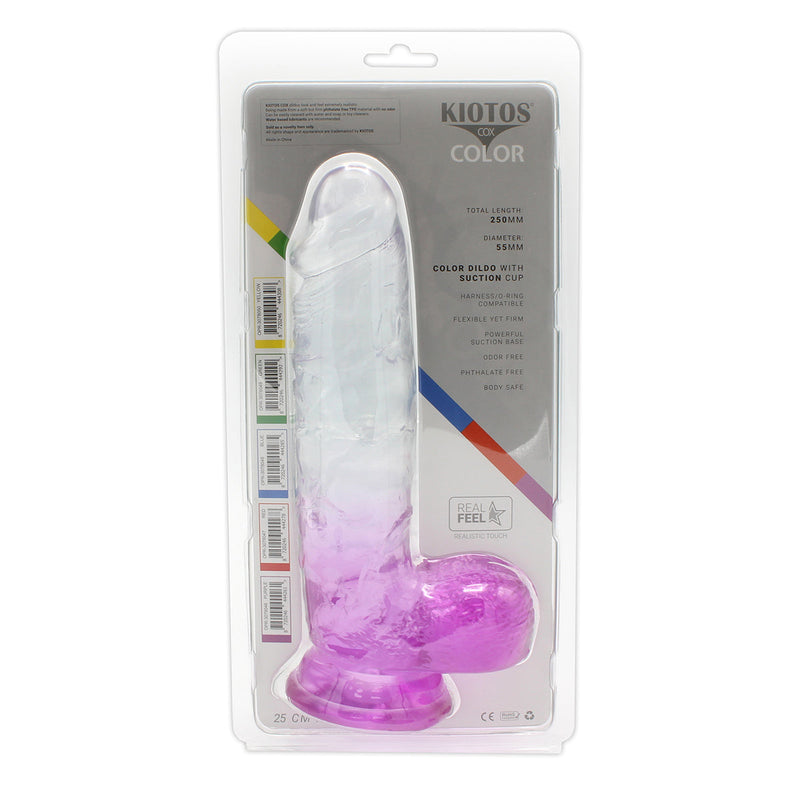 Kiotos Cox Color - Gekleurde Dildo 10 - 25 x 5,5 cm - Transparant/Paars-Erotiekvoordeel.nl
