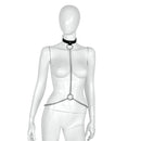 Kiotos Deluxe - Collar - Zwart Leren Halsband met Zilveren Kettingen - Verstelbaar-Erotiekvoordeel.nl