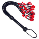 Kiotos Leather - Flogger - Zweep Met Rozen - Zwart/Rood-Erotiekvoordeel.nl