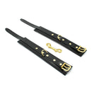 Kiotos Leather - Lederen Enkelboeien Met Goudkleurige Metalen Hardware - Zwart-Erotiekvoordeel.nl