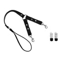 Kiotos Leather - Leiband Met karabijnhaken En Tepelklemmen (afneembaar)