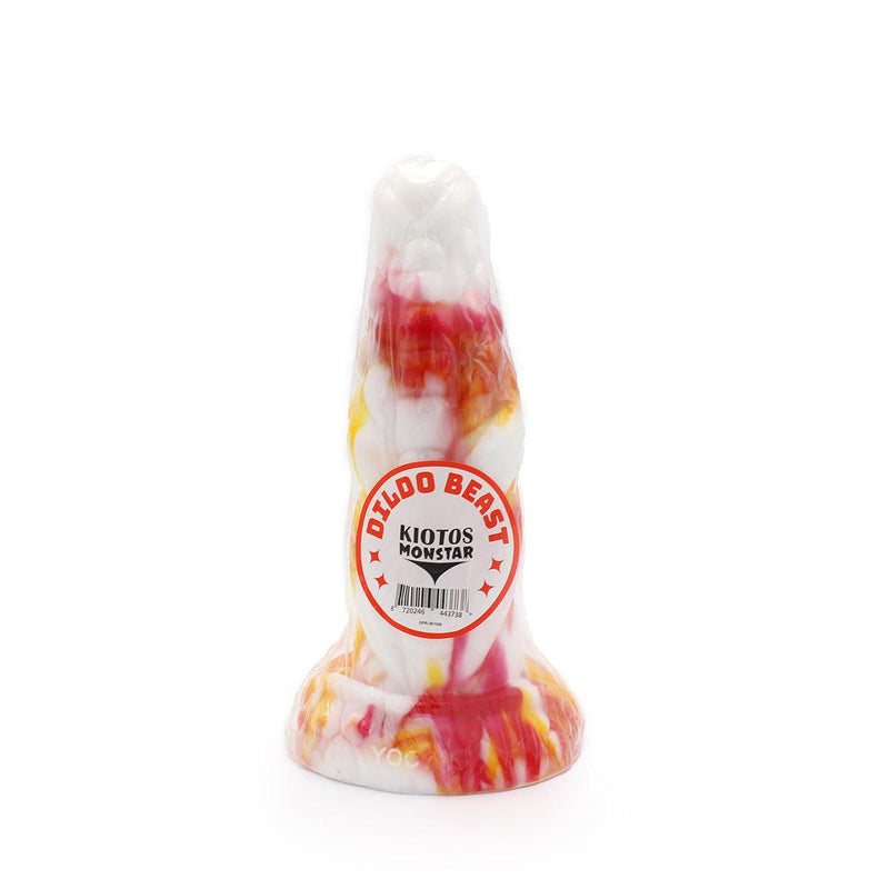 Kiotos Monstar - Dildo Beast 8 - 20.5 x 6.5 cm - Tie Dye Oranje/Wit/Rood