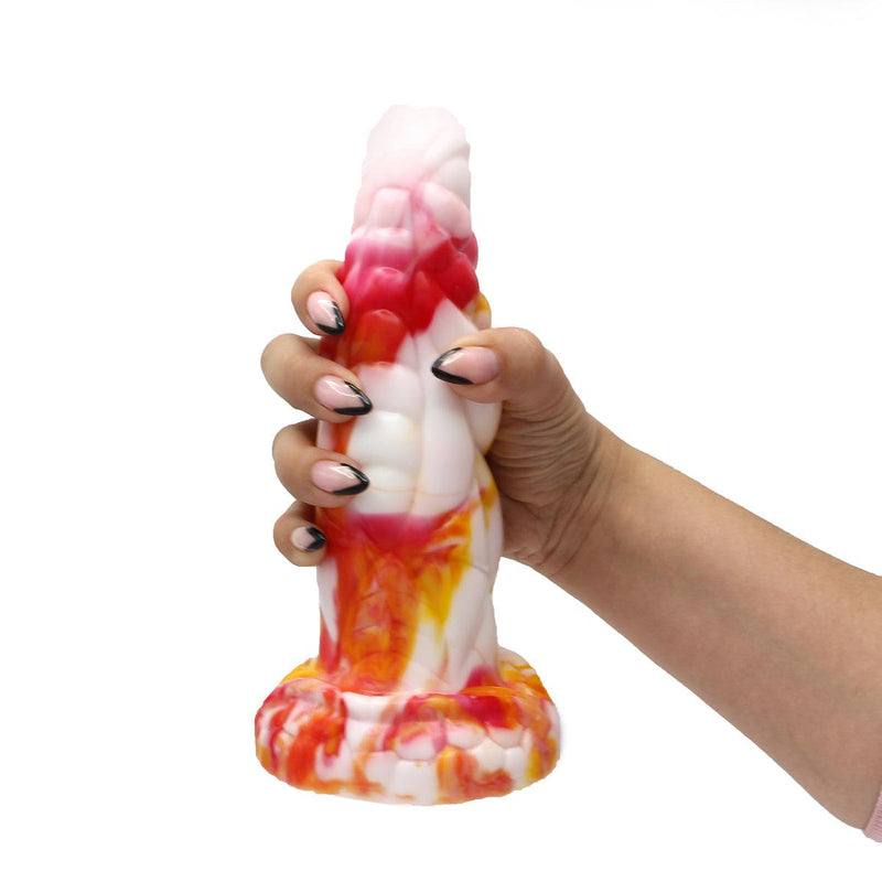 Kiotos Monstar - Dildo Beast 8 - 20.5 x 6.5 cm - Tie Dye Oranje/Wit/Rood