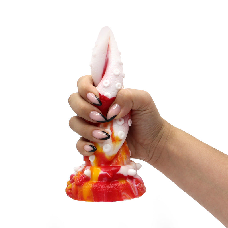 Kiotos Monstar - Dildo Beast OCTOPUS- 18 x 5 cm - Tie Dye Oranje/Wit/Rood