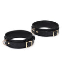 Liebe Seele - Dark Secret Exclusieve Lederen Dijbeen Boeien Met Goud Metalen beslag - Zwart/Goud-Erotiekvoordeel.nl