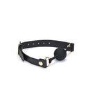 Liebe Seele - Dark Secret - Exclusieve Siliconen Ball Gag Met Lederen Riempjes - Zwart/Goud-Erotiekvoordeel.nl