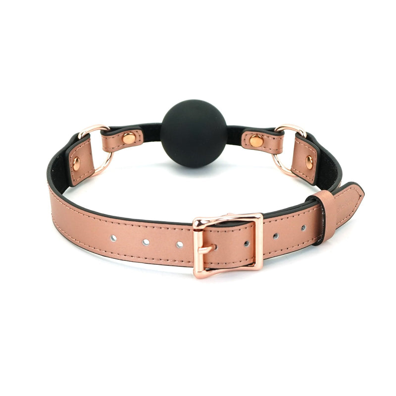 Liebe Seele - Rose Gold Memory Exclusieve Siliconen Ball Gag Met Lederen Band - Rosé Goud-Erotiekvoordeel.nl