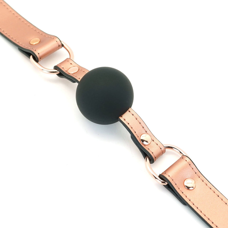 Liebe Seele - Rose Gold Memory Exclusieve Siliconen Ball Gag Met Lederen Band - Rosé Goud-Erotiekvoordeel.nl