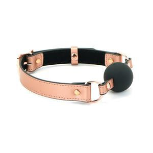 Liebe Seele - Rose Gold Memory Exclusieve Siliconen Ball Gag Met Lederen Band - Rosé Goud-Erotiekvoordeel.nl