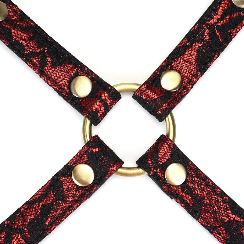 Liebe Seele - Victorian Garden Exclusieve Hogtie - Vegan Friendly - Zwart/Rood-Erotiekvoordeel.nl