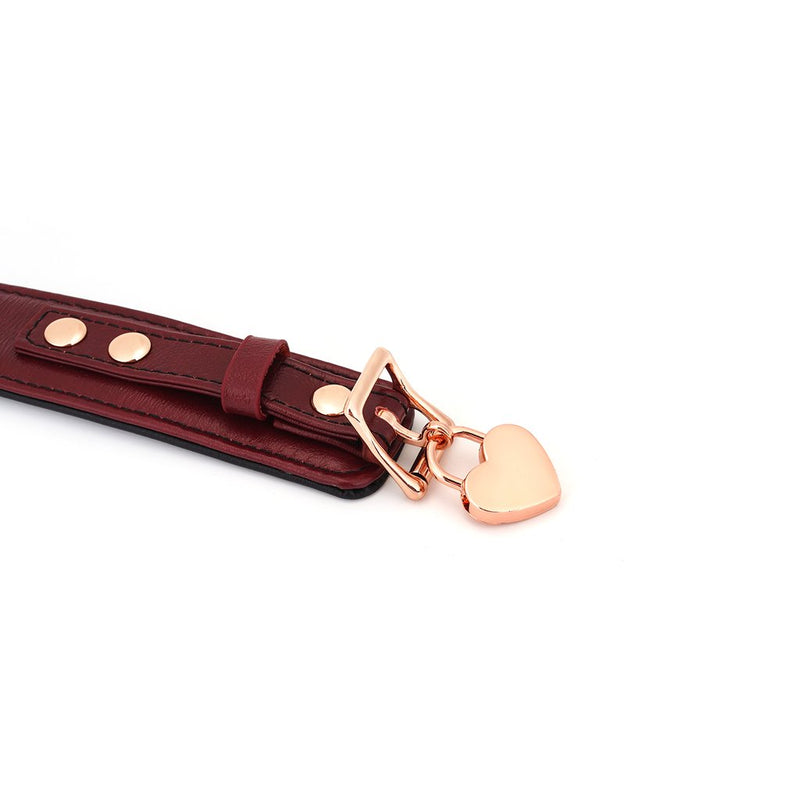 Liebe Seele - Wine Red Curved Collar Met leiband En hartvormig slot - Luxe ontwerp collar-Erotiekvoordeel.nl