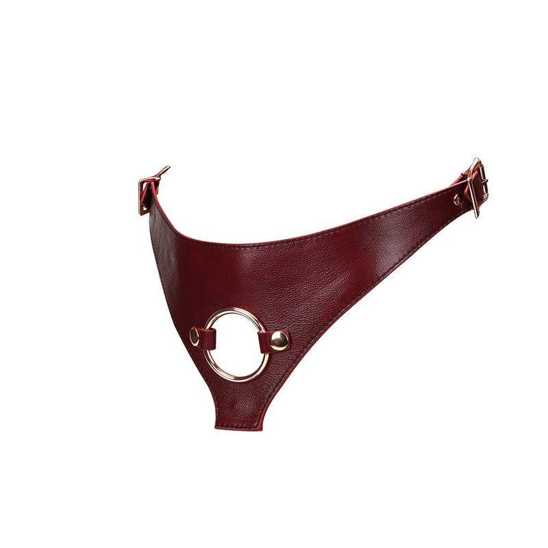 Liebe Seele - Wine Red Exclusief Leren Strap-On Harnas-Erotiekvoordeel.nl