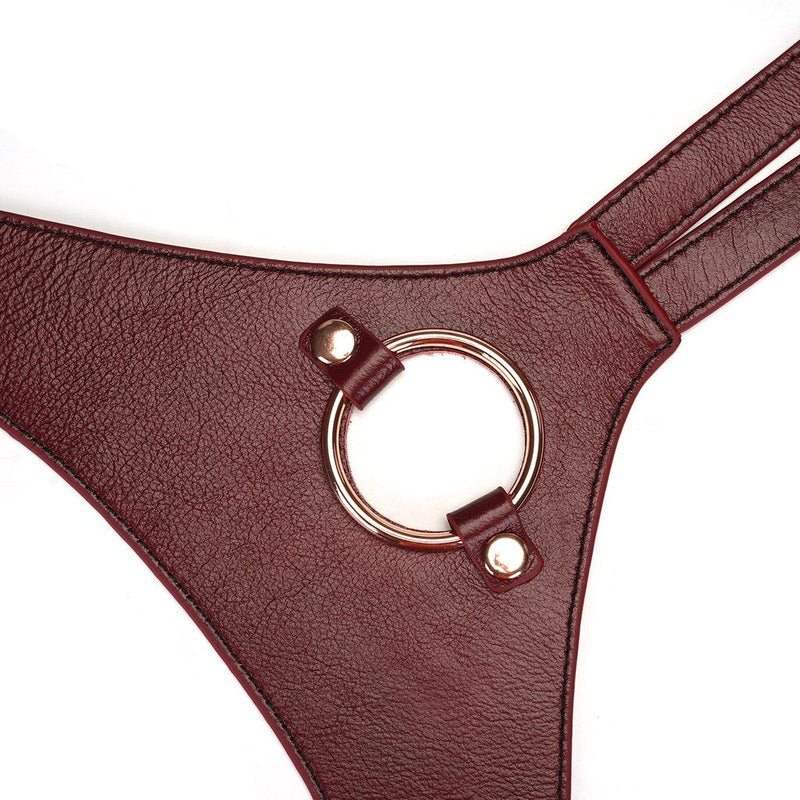 Liebe Seele - Wine Red Exclusief Leren Strap-On Harnas-Erotiekvoordeel.nl