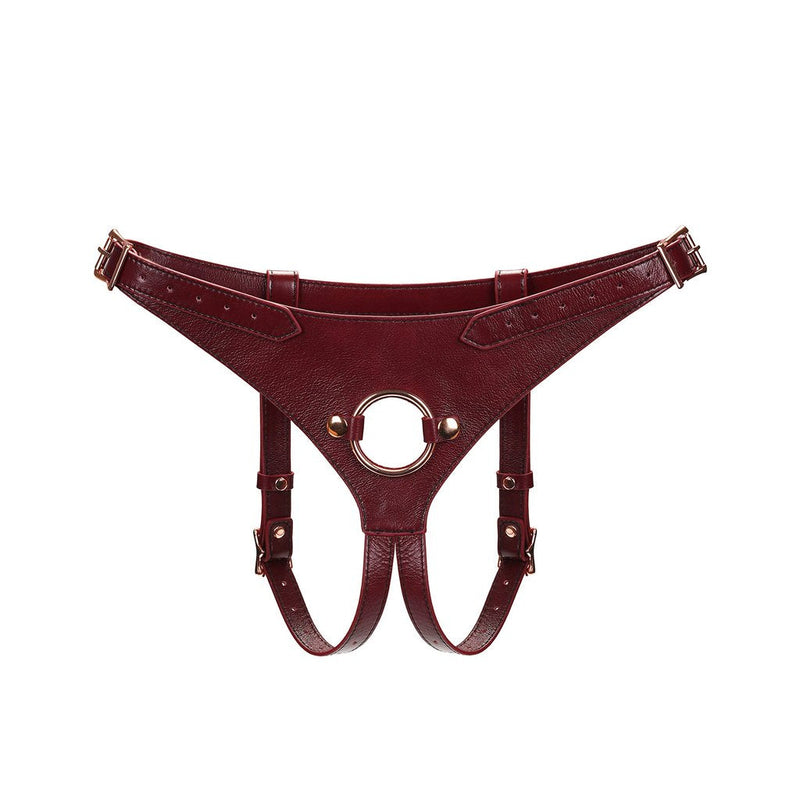 Liebe Seele - Wine Red Exclusief Leren Strap-On Harnas-Erotiekvoordeel.nl