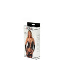 Lingeriesetje Transparant Zwart Met handschoenen En Kousen - Zwart-Erotiekvoordeel.nl