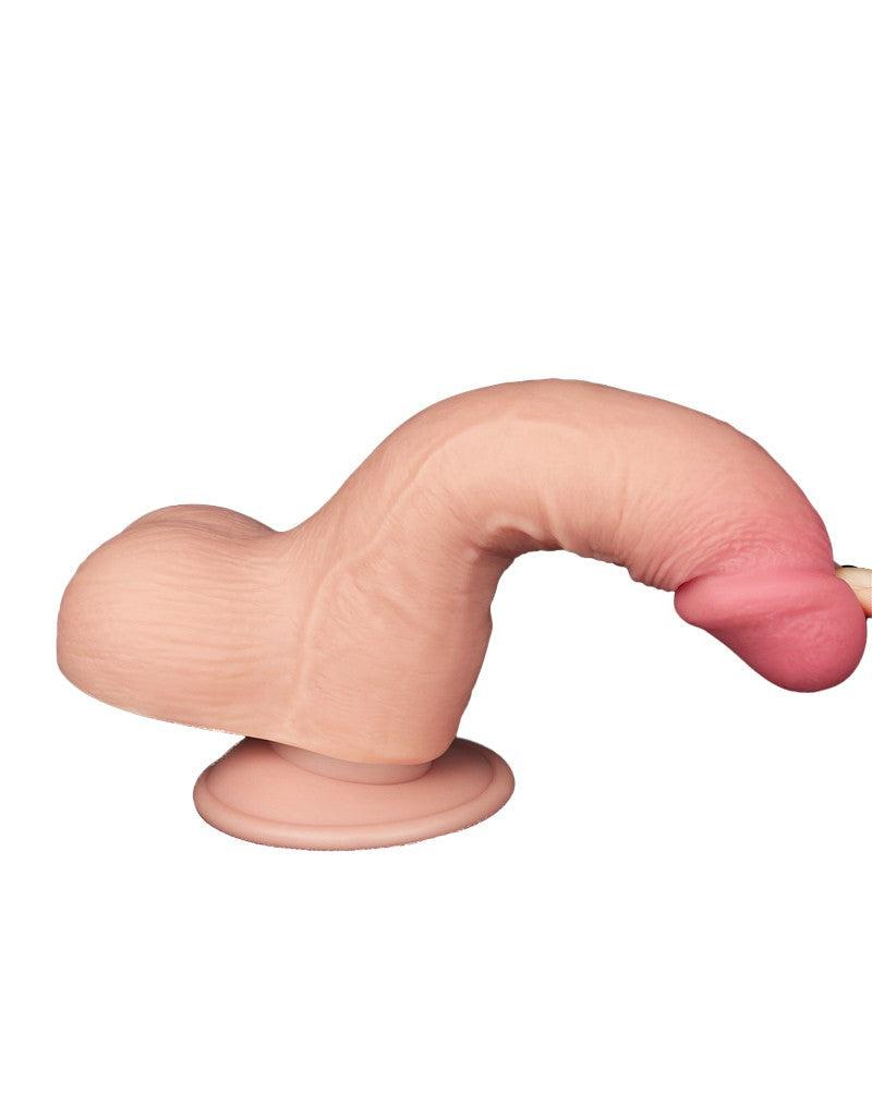 LoveToy - Dubbellaags Dildo - Glijdende Huid Dildo - Lengte 19.5 cm - Diameter 3.7 cm - Lichte Huidskleur-Erotiekvoordeel.nl