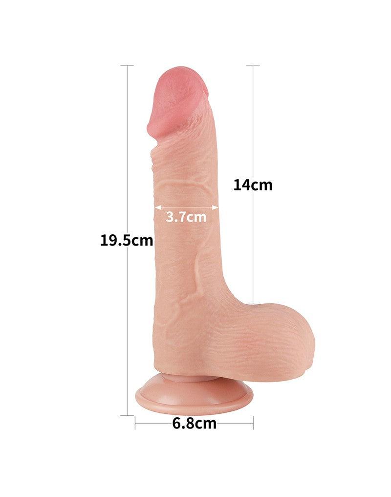 LoveToy - Dubbellaags Dildo - Glijdende Huid Dildo - Lengte 19.5 cm - Diameter 3.7 cm - Lichte Huidskleur-Erotiekvoordeel.nl