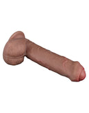 LoveToy - Dubbellaags Siliconen Dildo - 20,5 cm x Ø 4 cm - Bruin-Erotiekvoordeel.nl