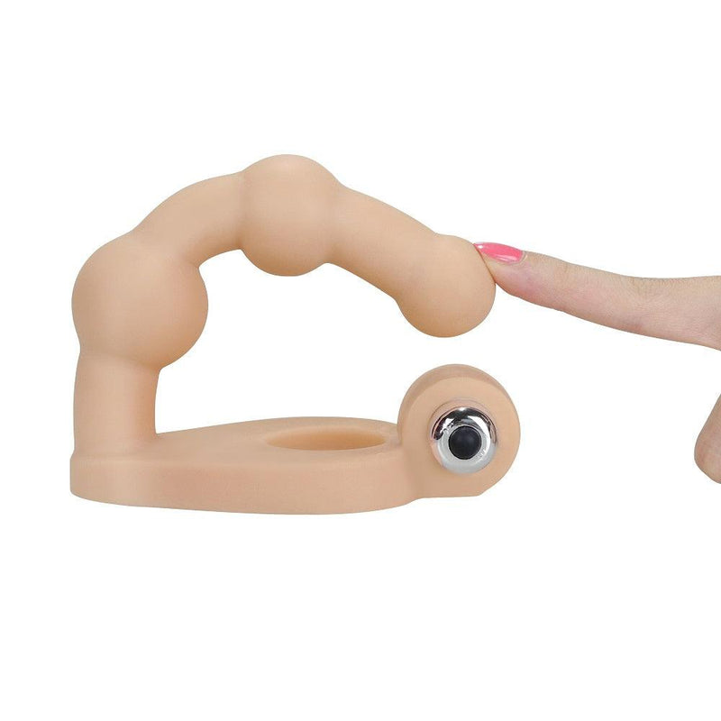 Lovetoy - Cockring Met Vibrerende Dildo - 15 cm - Voor Dubbele Penetratie-Erotiekvoordeel.nl