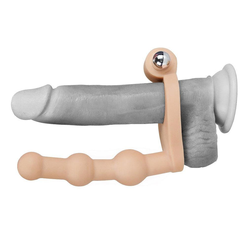 Lovetoy - Cockring Met Vibrerende Dildo - 15 cm - Voor Dubbele Penetratie-Erotiekvoordeel.nl