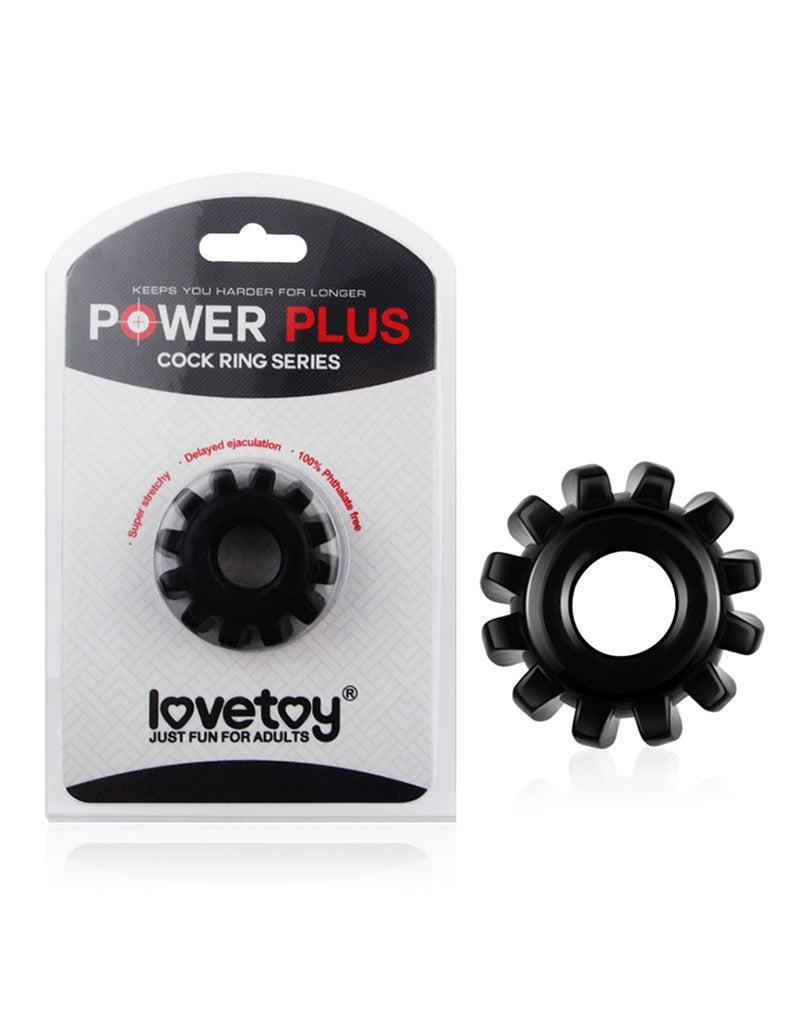 Lovetoy - Powerplus flexibele Cockring Tandwiel Groot - Zwart-Erotiekvoordeel.nl