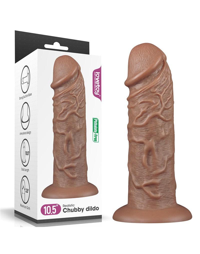 Lovetoy - Realistische Chubby XXL Dildo 27 cm - Bruin-Erotiekvoordeel.nl