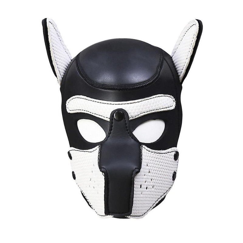 Neoprene Puppy Dog - HondenMasker - BDSM Hood - Maat L - Zwart/Wit-Erotiekvoordeel.nl