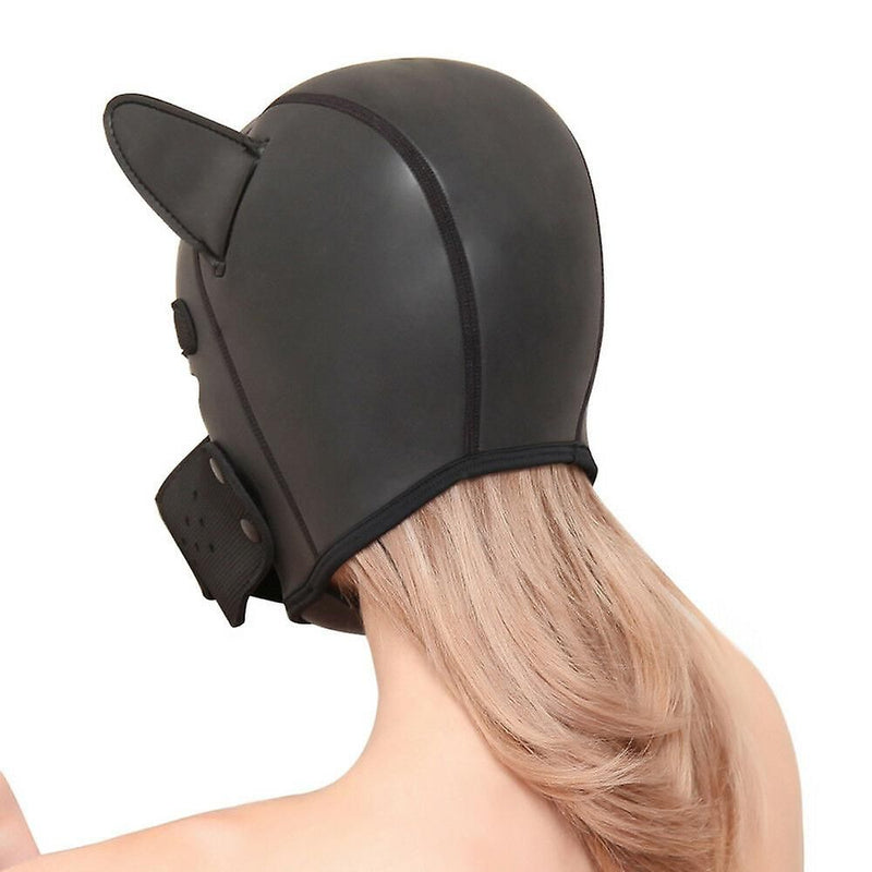 Neoprene Puppy Dog - HondenMasker - BDSM Hood - Maat L - Zwart/Wit-Erotiekvoordeel.nl