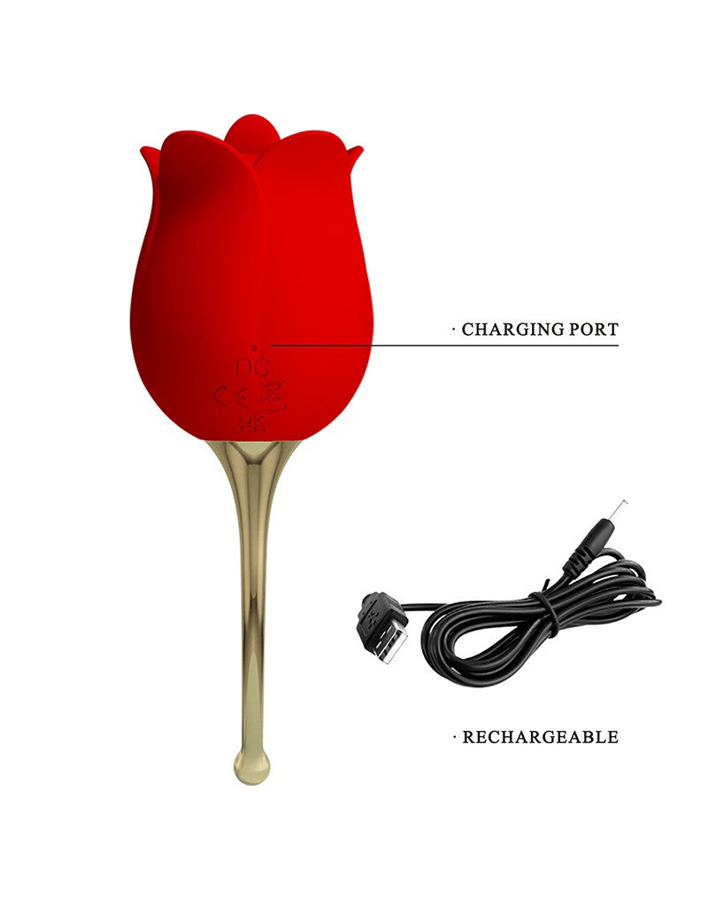 Pretty Love - Clitoris Vibrator Met likstimulator Rose Lover - Rood/Goud-Erotiekvoordeel.nl