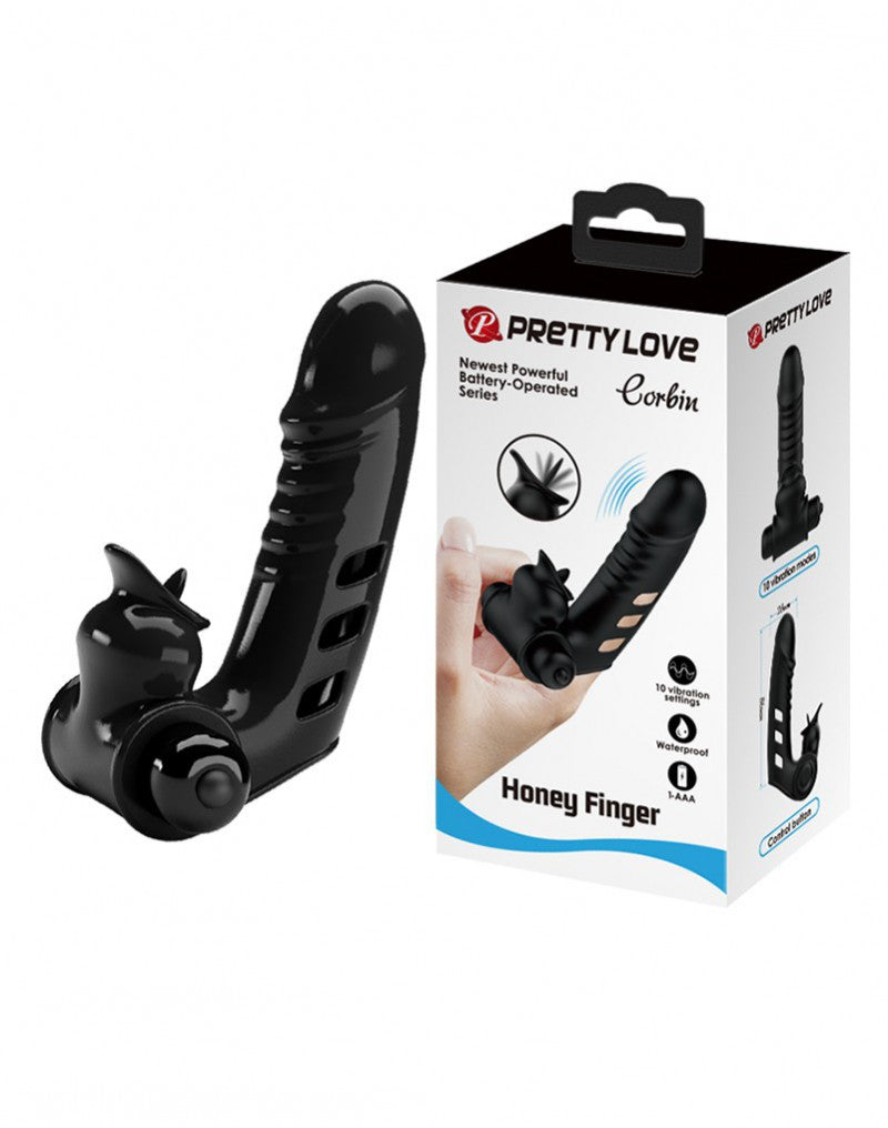 Pretty Love - Corbin - Vinger Vibrator - Zwart-Erotiekvoordeel.nl