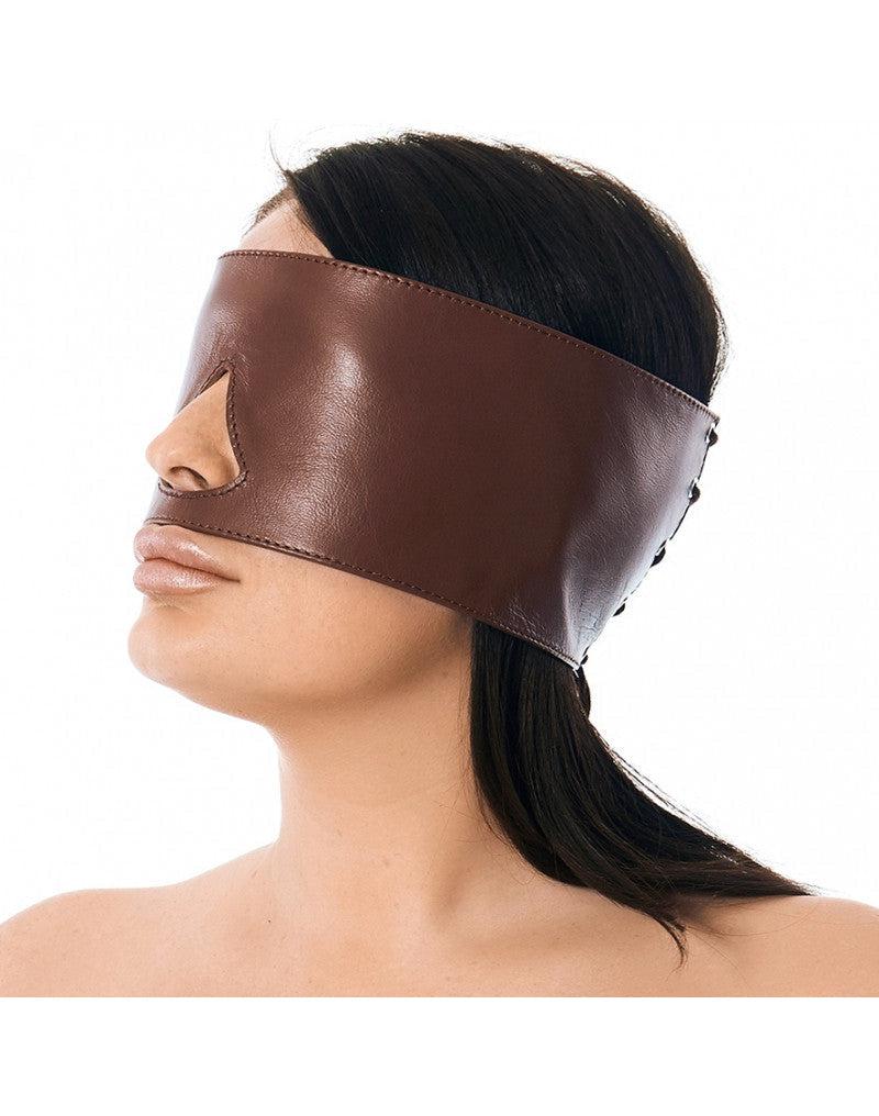 Rimba Bondage Play - Blinddoek Met Uitsparing Neus Leer - Bruin-Erotiekvoordeel.nl