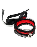 Rimba Bondage Play - Halsband - Burlesque Collar Met O-Ring - Zwart/Rood-Erotiekvoordeel.nl