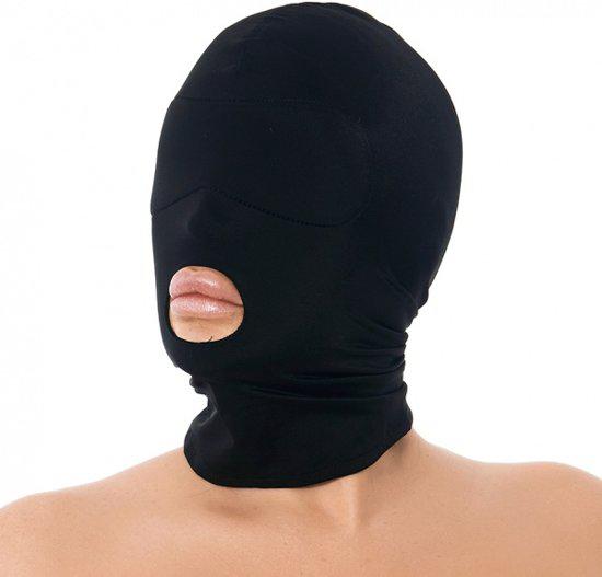 Rimba Bondage Play - Hood - Hoofdmasker Uit Elastische Stof Met Open Mond - Zwart-Erotiekvoordeel.nl